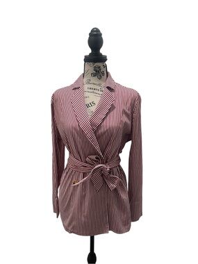 C/MEO Collective Red and White Striped Wrap Shirt